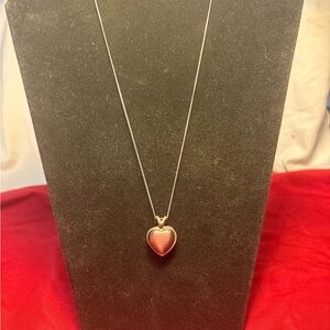 Purple Cat’s-Eye Glass Heart Pendant Necklace